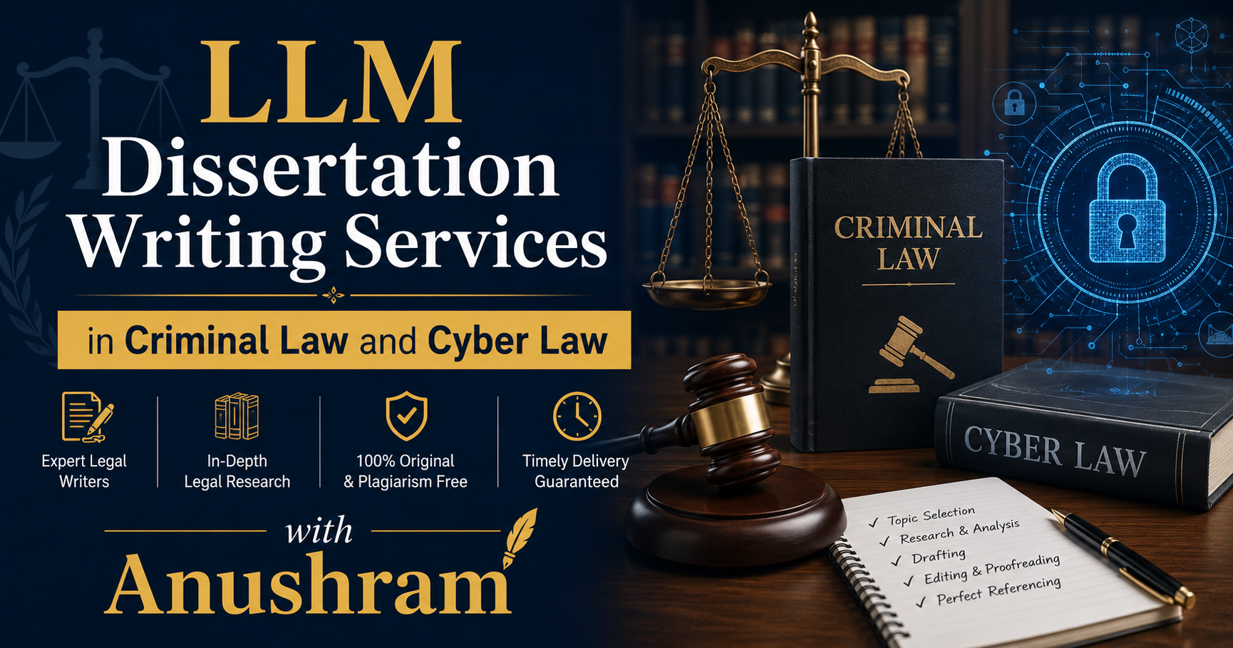 LLM Dissertation Writing Services in Criminal Law and Cyber Law with Anushram